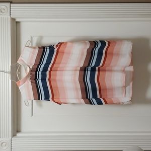 Sleeveless high neck striped blouse